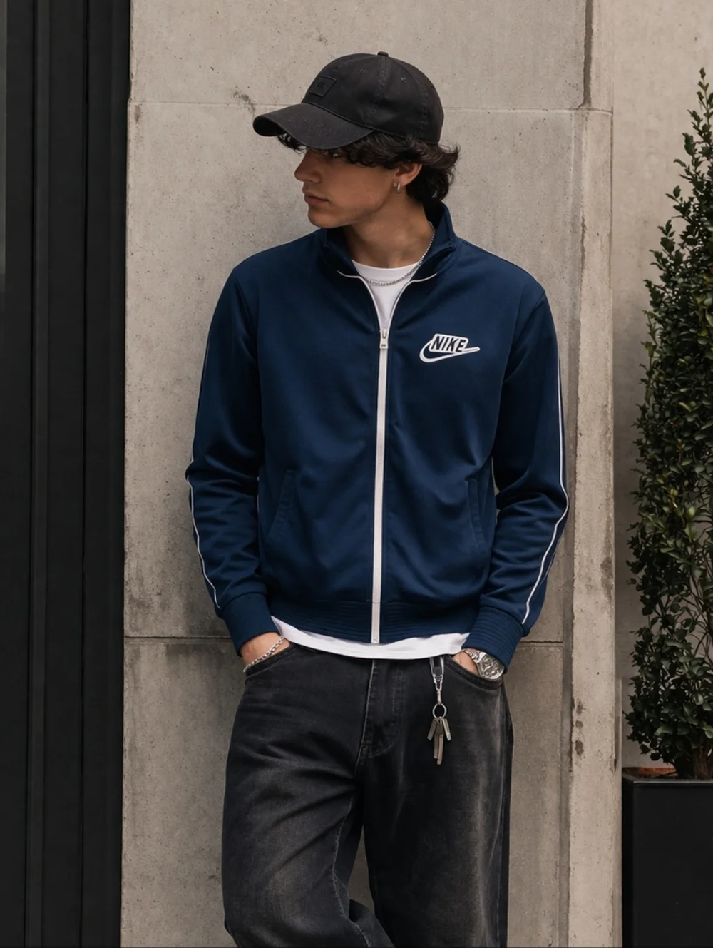 Nike Sportswear Woven Track Jacket Navy White Full Zip Med Holiday 2014 Vintage‎